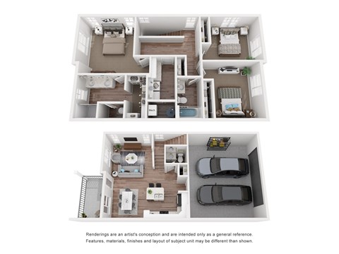 Floor plan for 3 beds, 2.5 baths, 1567 sqft